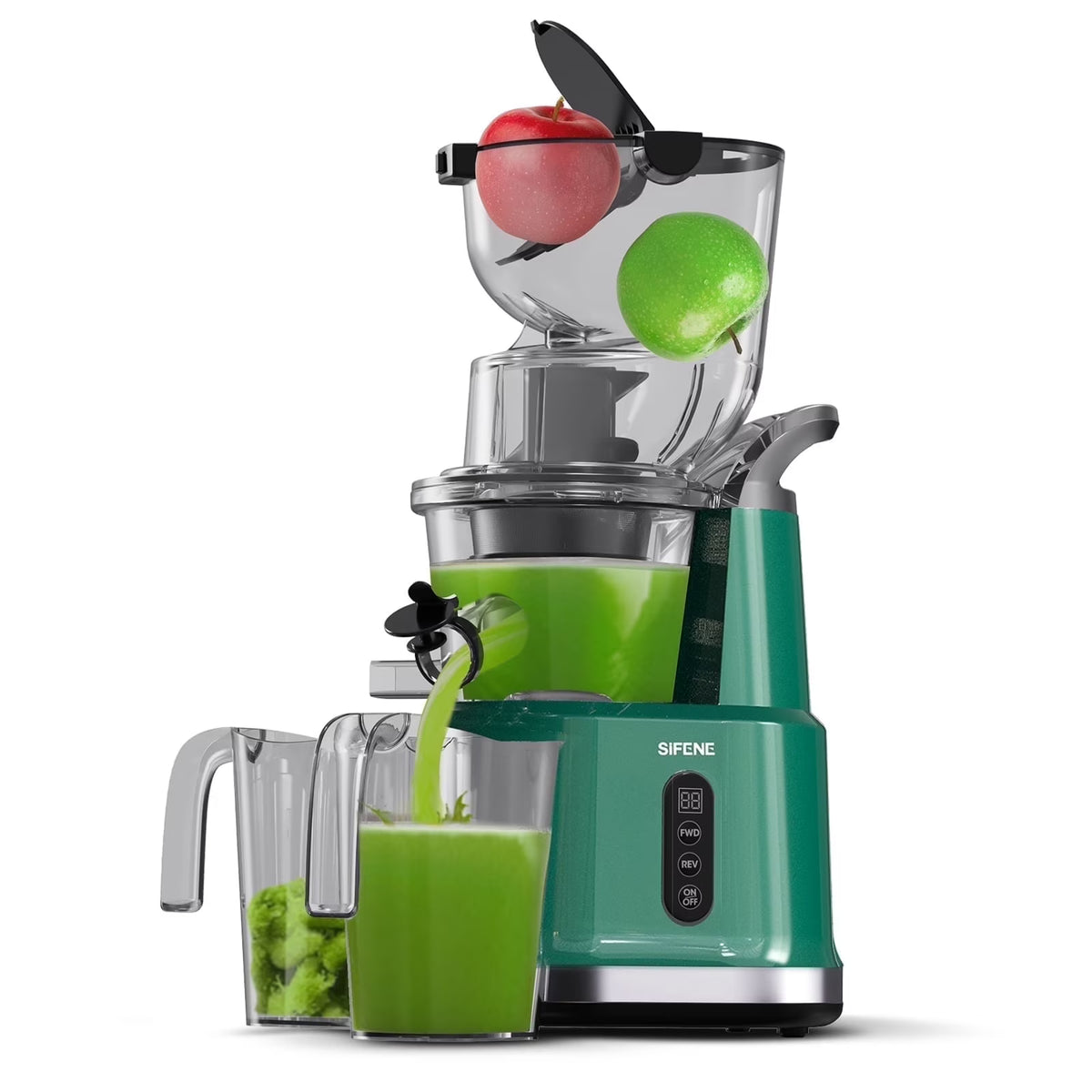 SIFENE 200W Cold Press Juicer Machine for Fruits and Vegetables, Masticating Juice Maker with 83mm Wide Chute, High Yield, Easy Clean, Gray