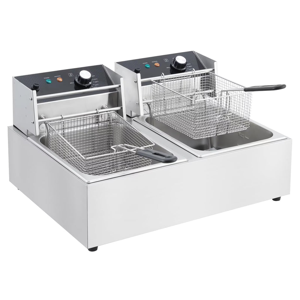 Electric Deep Fryer,Tank Stainless Steel Deep Fryer, Temperature Control, Countertop Fryer for Home Kitchen and Restaurant, 110V