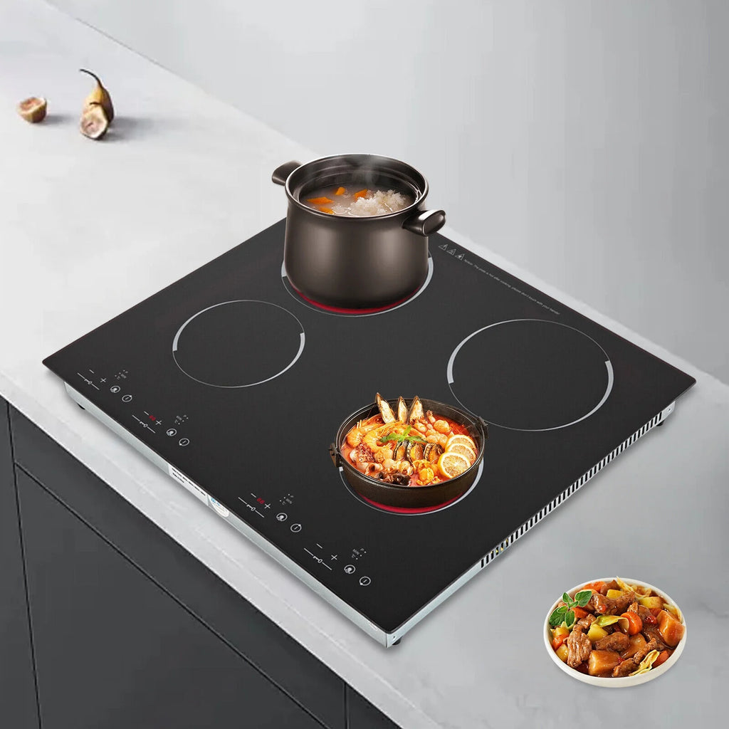 Miumaeov 4-Burners Electric Ceramic Cooktop Built-in Cooktop Stove Ceramic Cooking Stove 9 Gears 3000W 110V