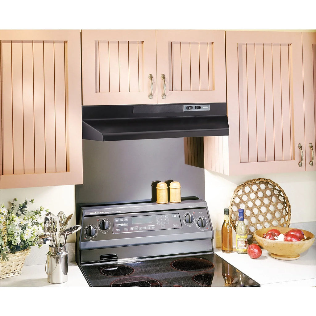Broan 30-Inch Convertible Under-Cabinet Range Hood, 160 CFM, Black