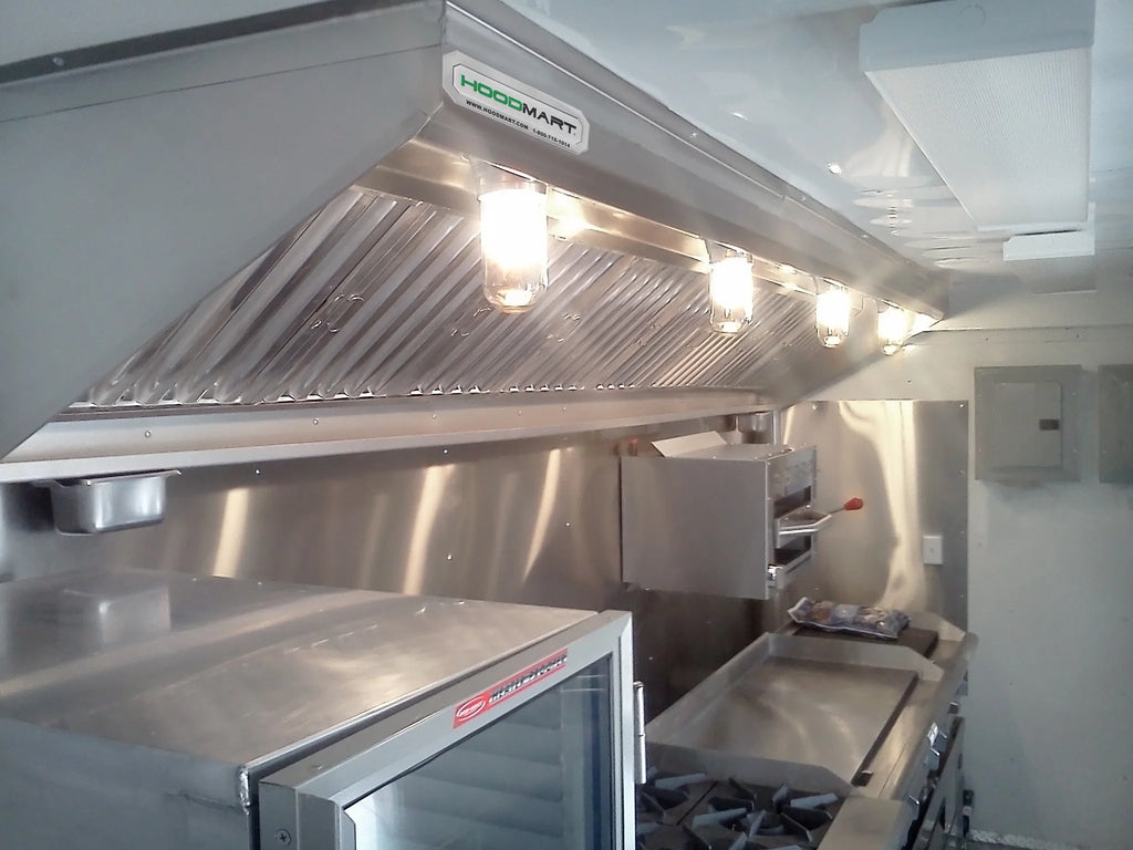 HOODMART 4�� Concession Trailer Hood for Food Truck | UL and NSF Listed | Commercial Range Hood with Baffle Style Filters and Grease Cup | Stainless Steel Kitchen Equipment