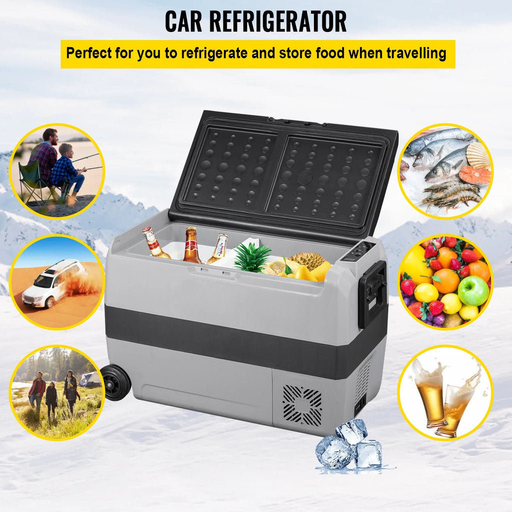 VEVOR Car Refrigerator 48Qt, Dual Zone Car Fridge Freezer12/24V DC & 110-240V AC Electric Compressor Cooler for Truck Vehicle RV