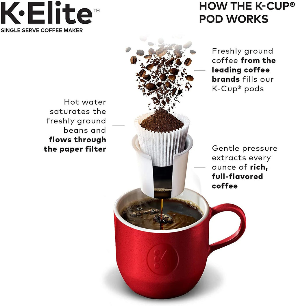 Keurig K-Elite Coffee Maker, Single Serve K-Cup Pod Coffee Brewer, With Iced Coffee Capability, Brushed Silver