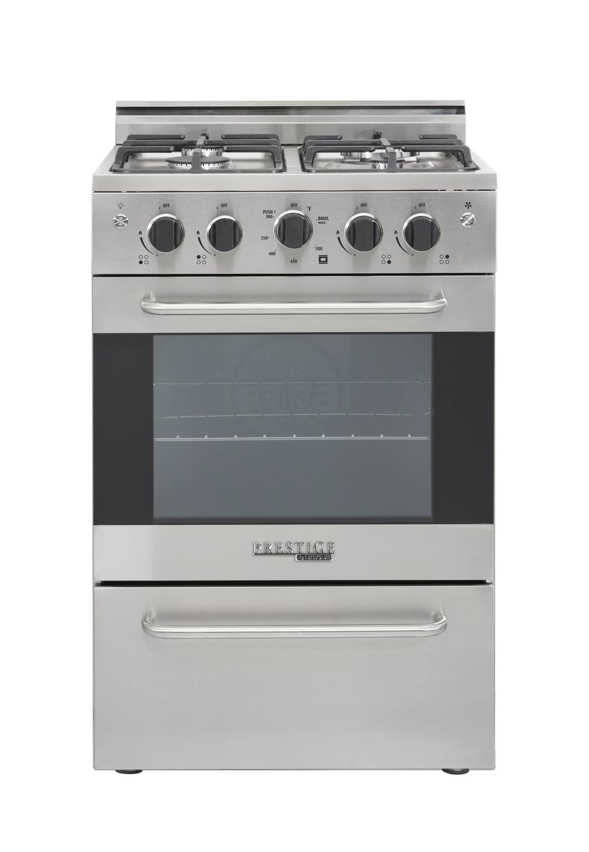Unique Prestige 24�?2.3 cu ft Double Oven Gas Range in White