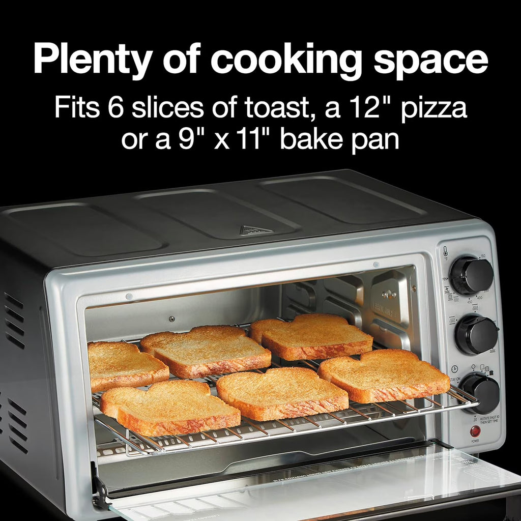Simply-Crisp Air Fryer Toaster Oven Combo, 4-in-1 Countertop Convection Oven with Bake & Broil, Fits 6 Slices Bread or 12" Pizza, Auto Shutoff, Black