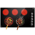 5 Burner Electric Stove, Sunmaki 36 inch Built-in Electric Cooktop 8900W Power Control by Knob for Home/Restaurant, 220V-240V