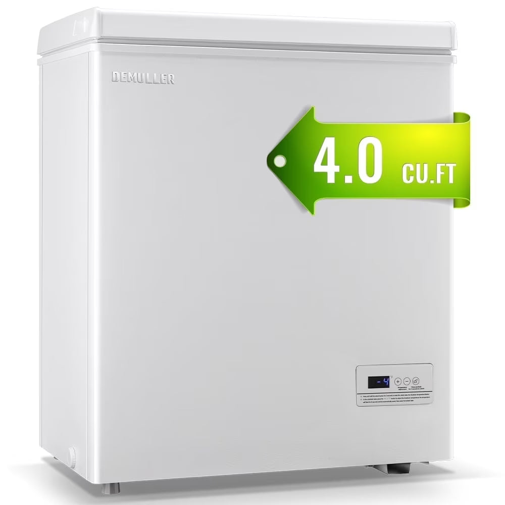 DEMULLER 4.0 Cu. ft Chest Freezer Small Freezer with Top Open Door Freestanding Black