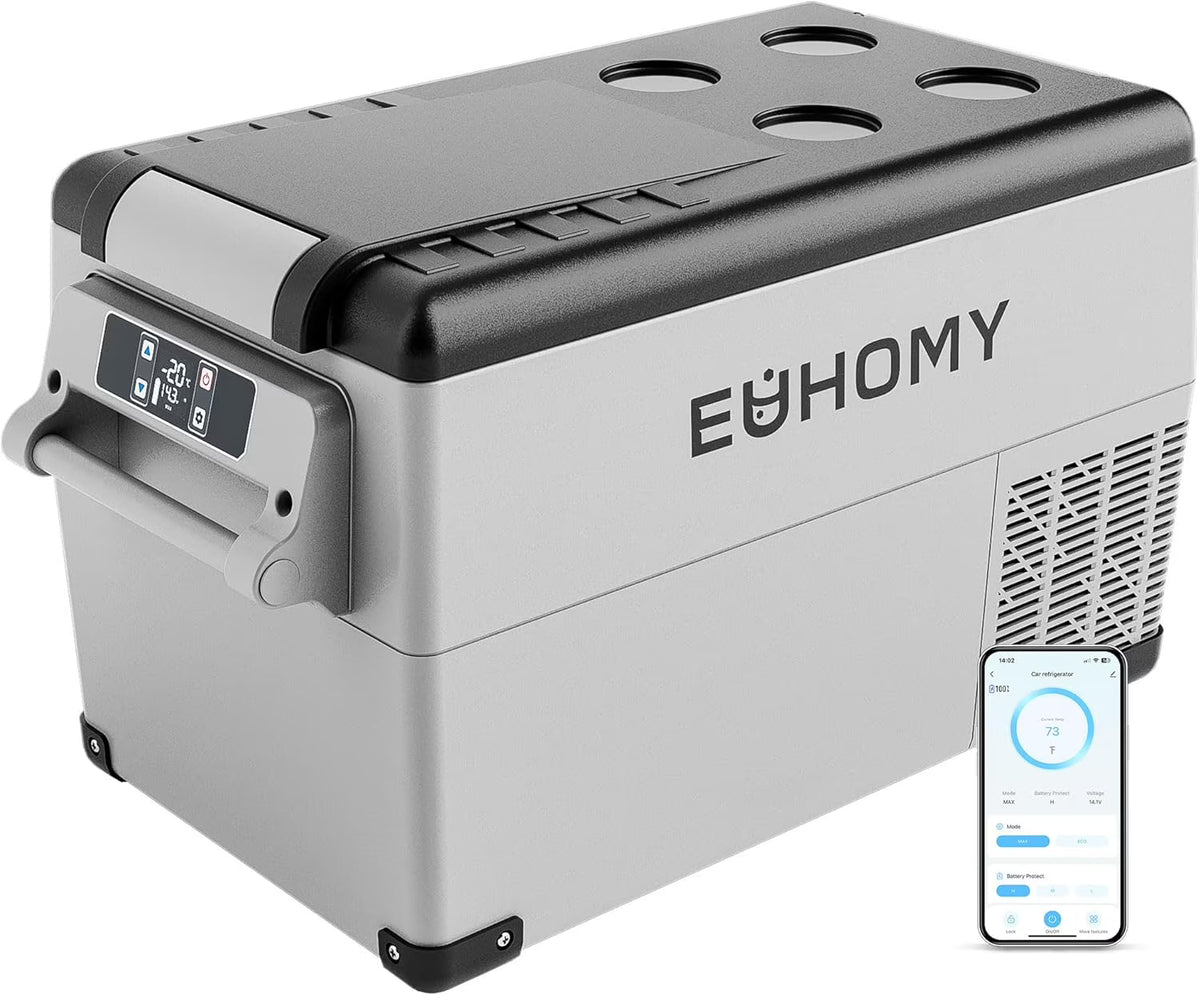 EUHOMY 12 Volt 46QT Car Refrigerator with Bluetooth APP Control, 12/24V DC & 110V AC, Portable Freezer Fridge Cooler for Car, RV, Camping, Home Use