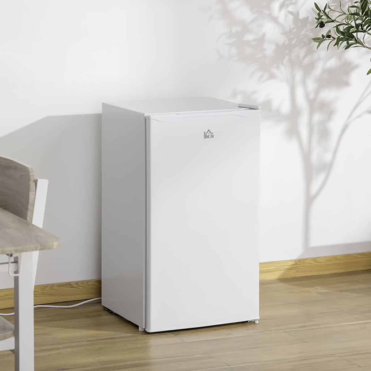 Harper & Bright Designs Double Door Mini Fridge with Freezer, 3.2 Cu.Ft Compact Refrigerator with Adjustable Shelf, Adjustable Thermostat and Reversible Door for Bedroom, Dorm, Home Office, White
