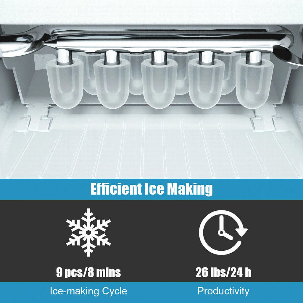 Costway Portable Ice Maker Machine Countertop 26Lbs/24H Self-cleaning w/ Scoop Green