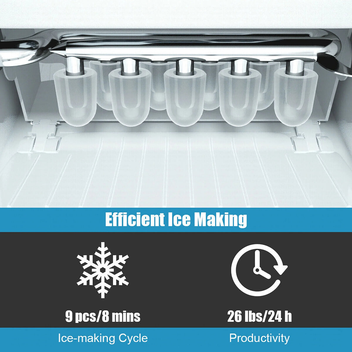 Costway Portable Ice Maker Machine Countertop 26Lbs/24H Self-cleaning w/ Scoop Green
