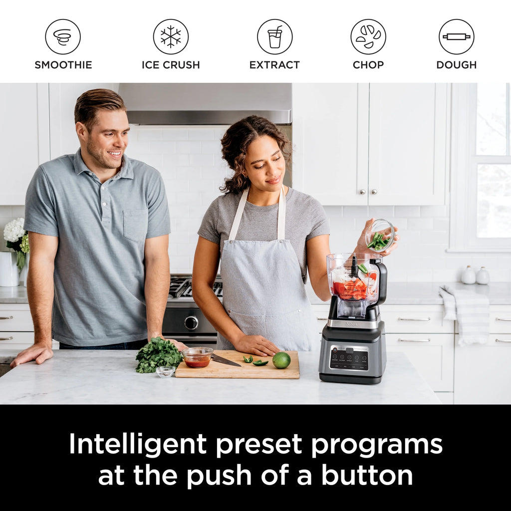 Ninja Professional Plus Kitchen System, 1400 Watts, 5 Presets for Smoothies, Chopping, Dough with Auto IQ, 72-oz.* Blender Pitcher, 64-oz. Processor Bowl, 24-oz. To-Go Cups, Black, BN800