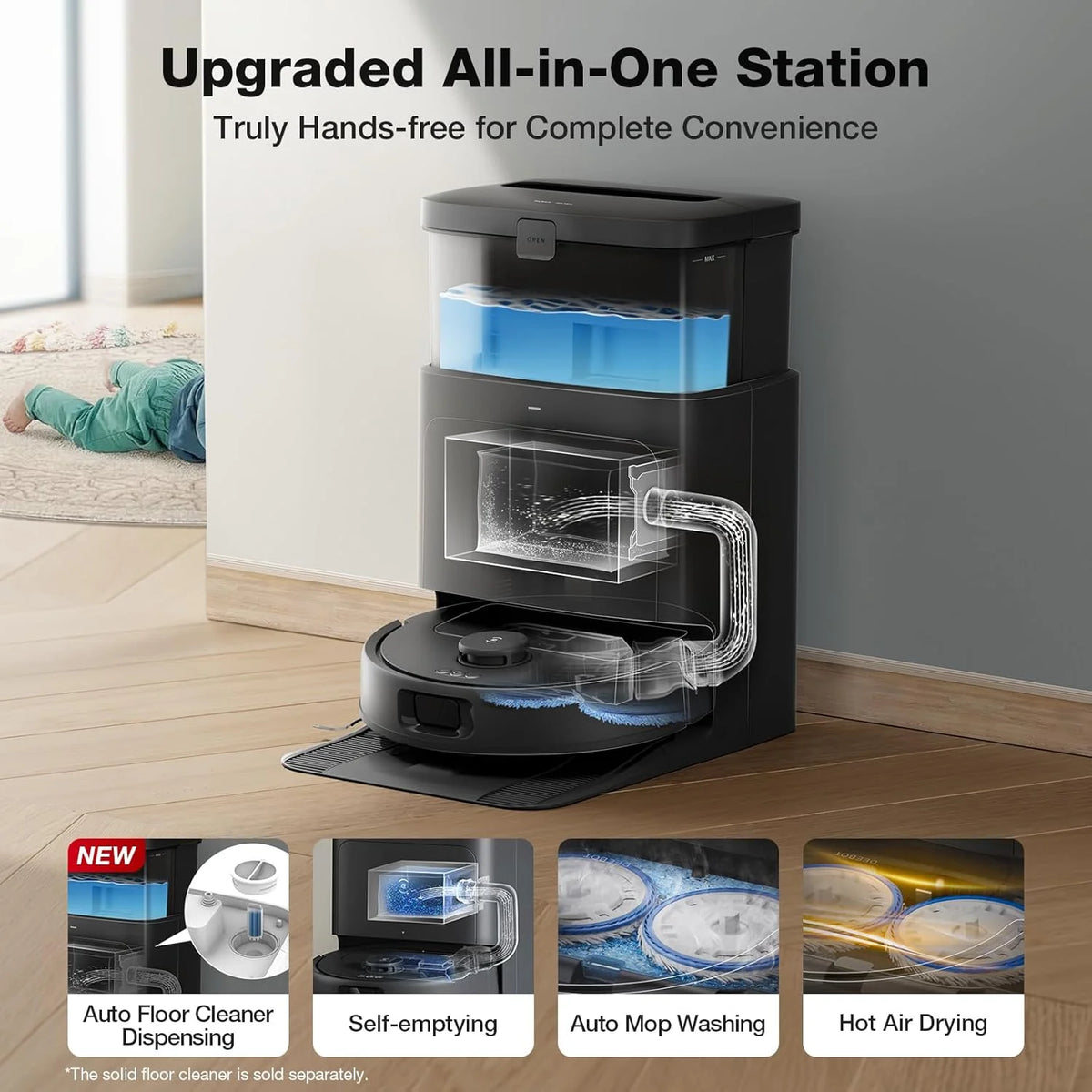ECOVACS DEEBOT N30 Omni Robot Vacuum & Mop, 10000Pa Suction, TruEdge Mopping, ZeroTangle 2.0 Technology