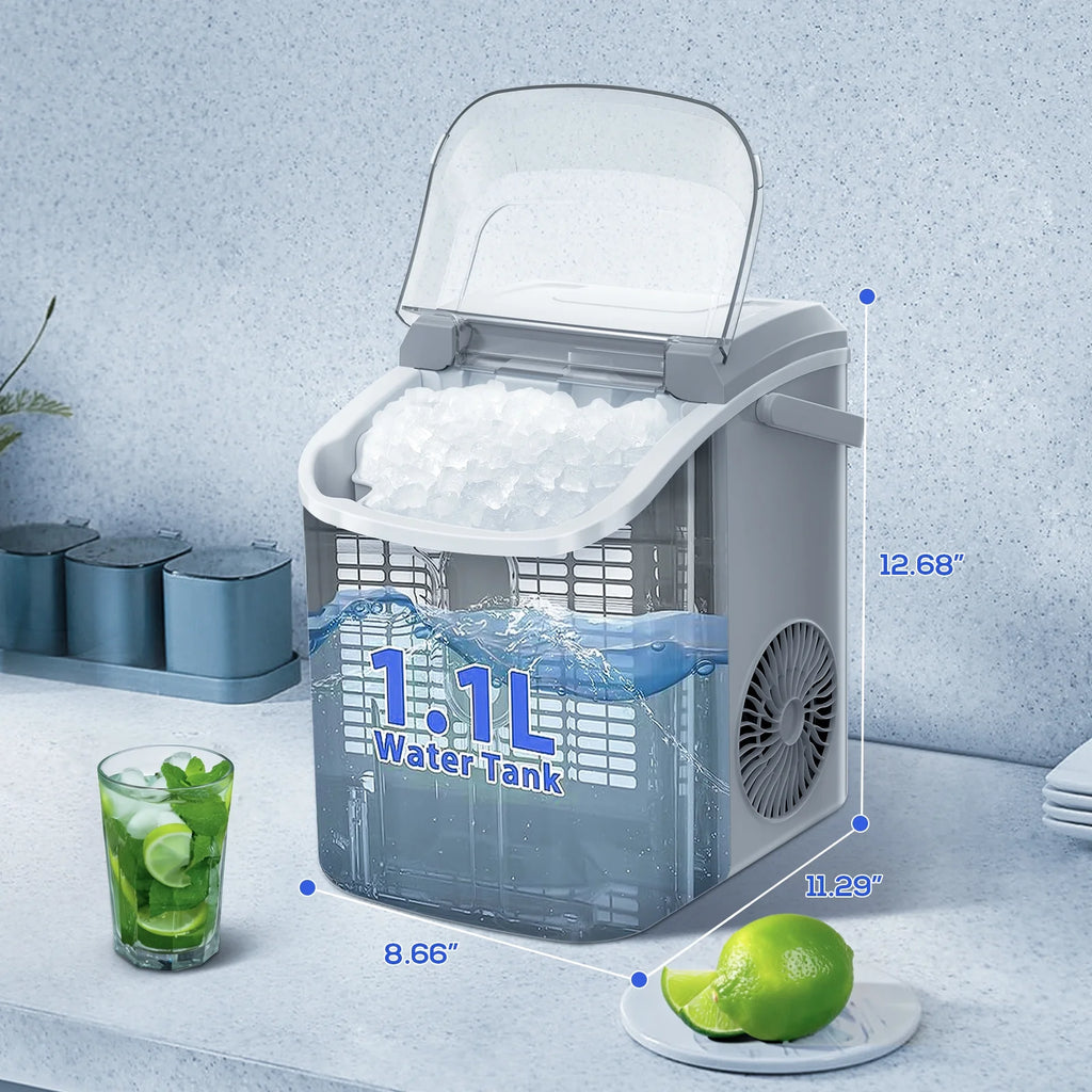 Electactic Nugget Ice Maker Countertop, 35lbs/24H, Self-Cleaning, Pebble Portable Ice Machine with Handle (White)