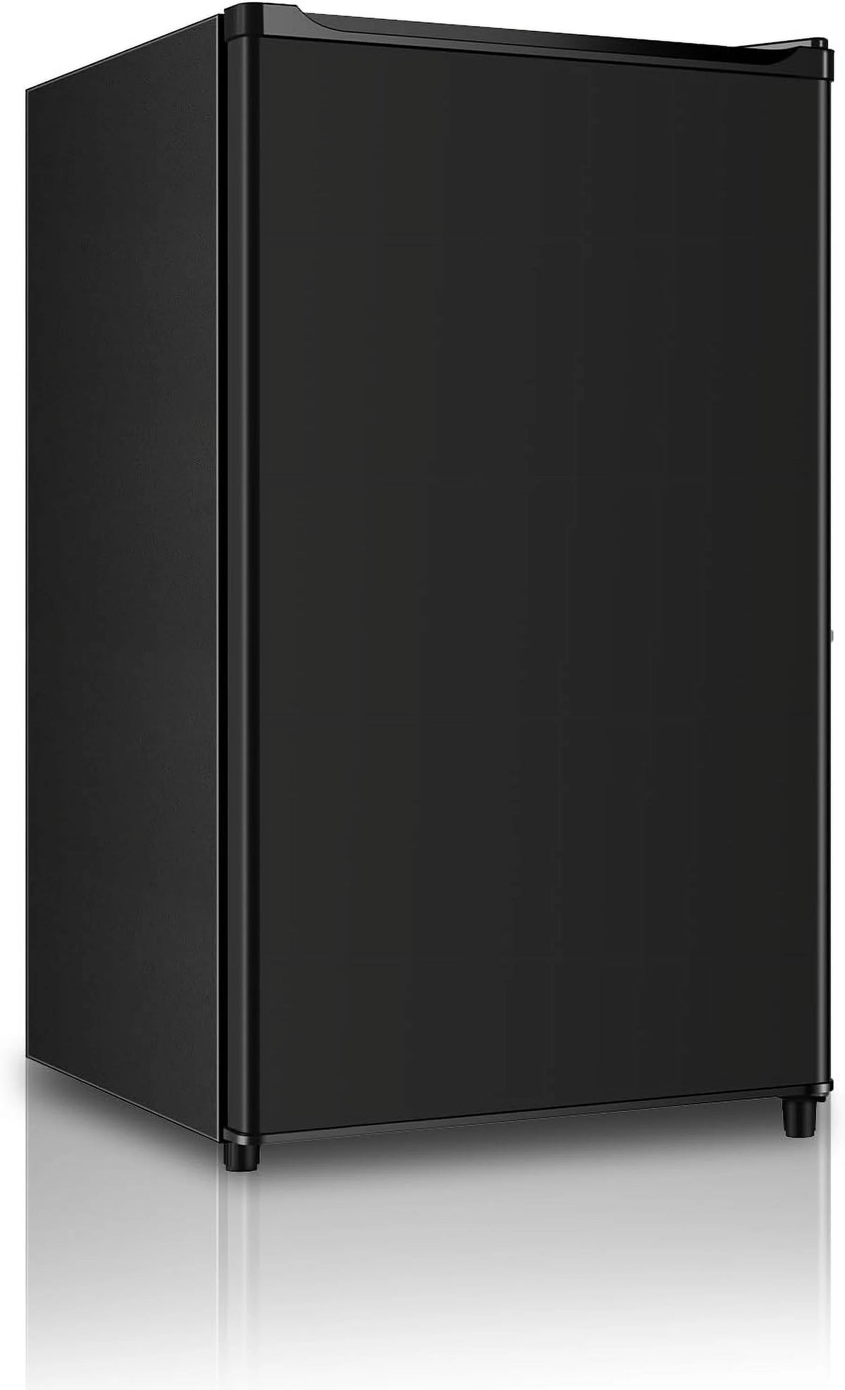 Seaoola Mini Fridge with Freezer, Single Door 4.4 Cu.Ft, Compact Mini Refrigerator, LED Light, Adjustable Thermostat, Removable Glass Shelves, Small Refrigerator for Dorm/Office/Bedroom(Black)