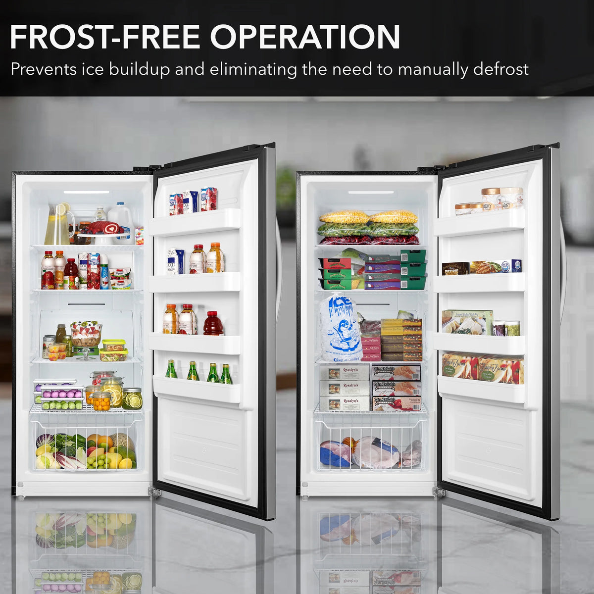 Whynter UDF-139SS 13.8 cu.ft. Energy Star Digital Upright Convertible Deep Freezer/Refrigerator - Stainless Steel