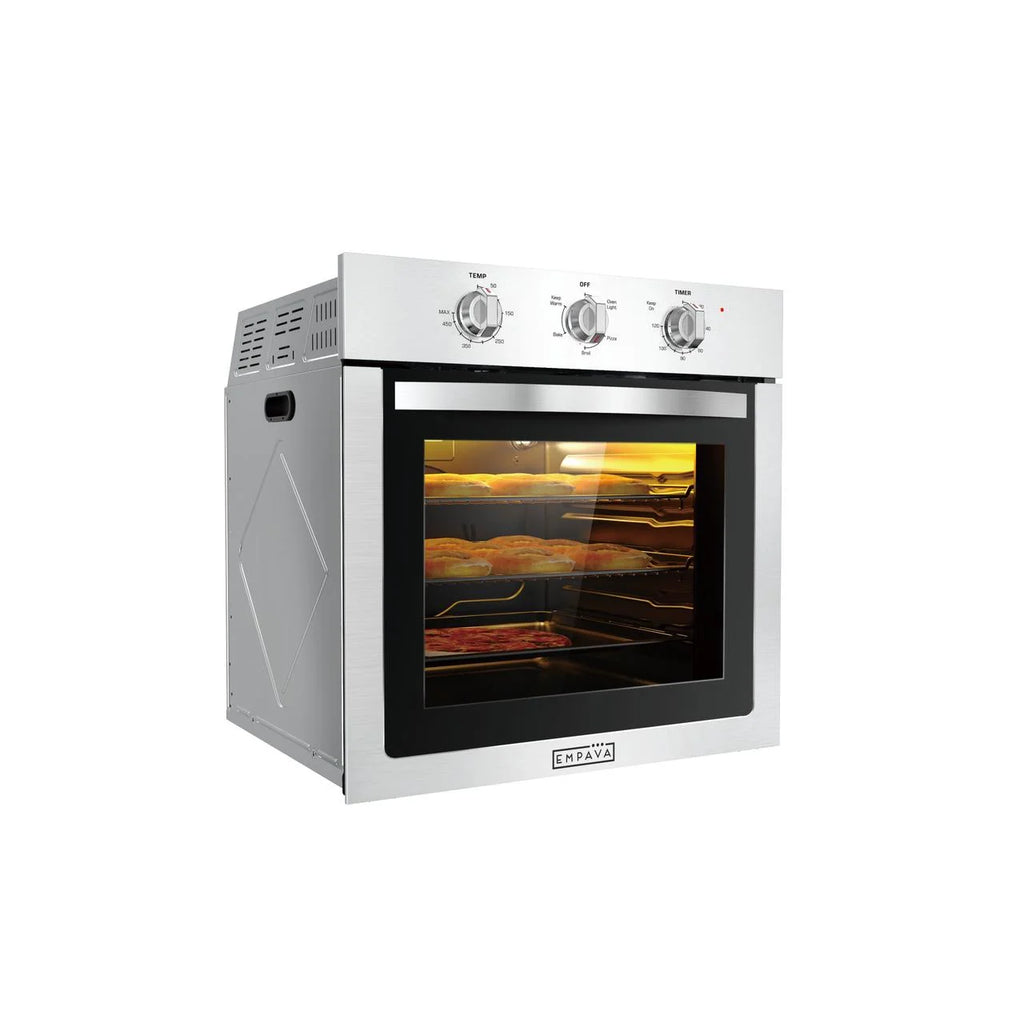 Empava 24 inch Electric Single Wall Oven, Stainless Steel Built-in Wall Oven, Mechanical Knobs Control, 24WOE40L
