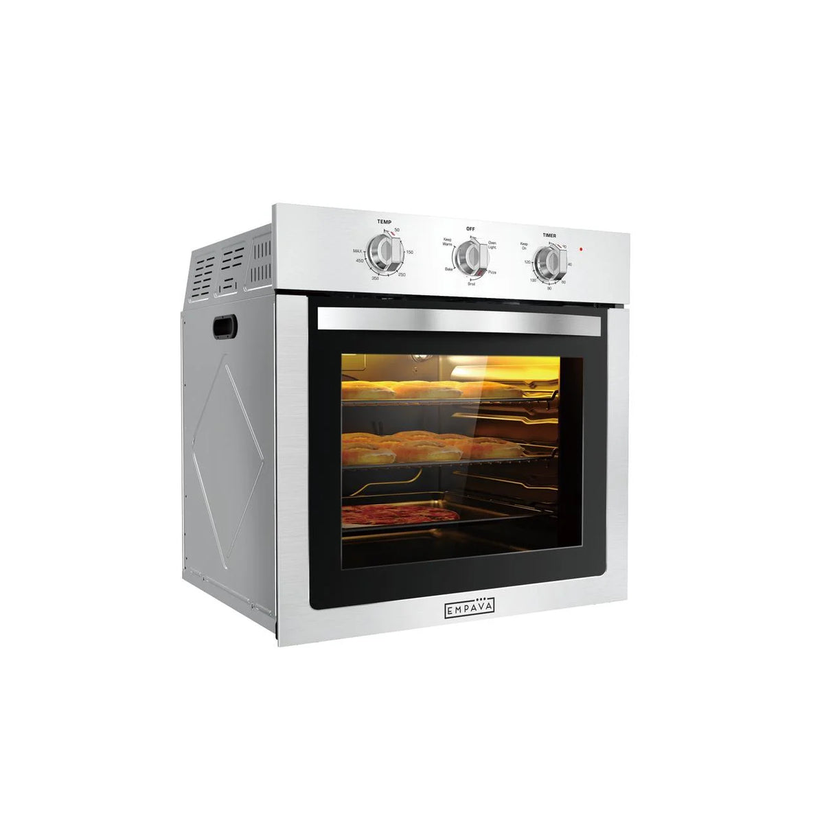 Empava 24 inch Electric Single Wall Oven, Stainless Steel Built-in Wall Oven, Mechanical Knobs Control, 24WOE40L