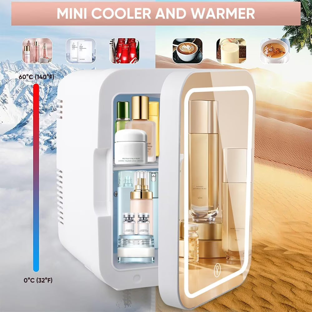 Skincare Fridge, 4L/6 Can Cosmetic Fridge for Bedroom, Office, Car