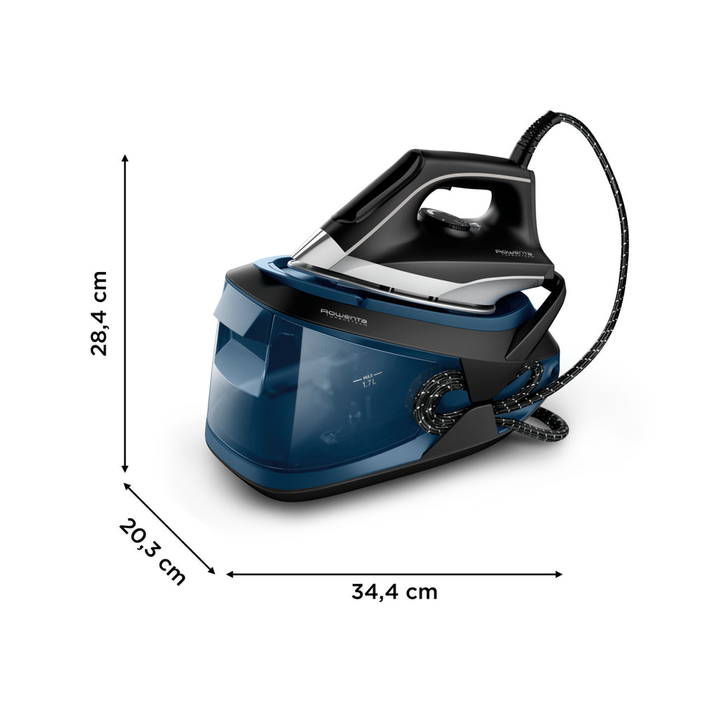 Rowenta Master Steam Station, 57 Oz Water Tank, Pump Technology for High Pressure Steam, Iron for Clothes, Black and Green, VR8332U1