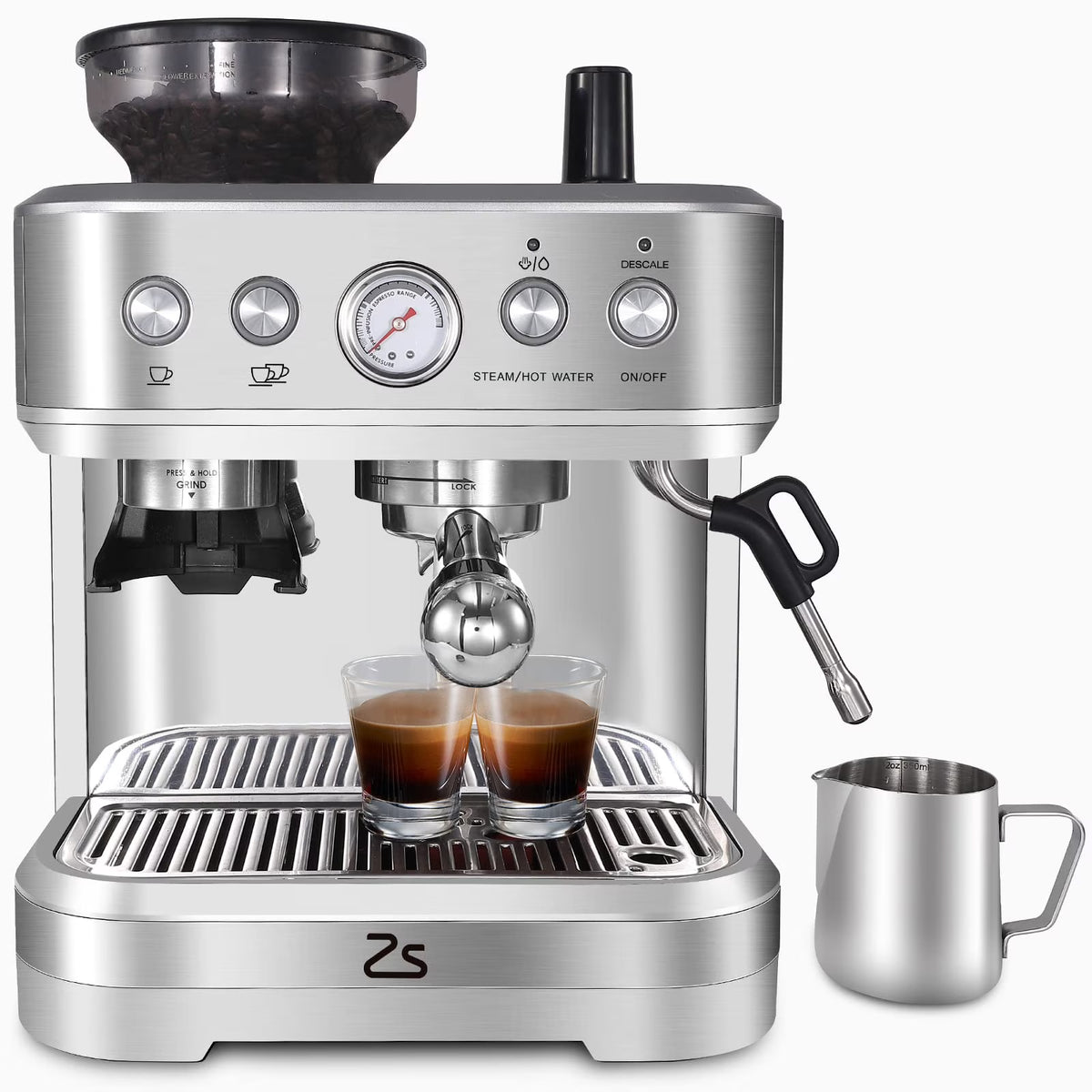 BEKAY Espresso Coffee Machine 15 Bar with Grinding Coffee Filter Milk Frother, Automatic Coffee Maker for Home