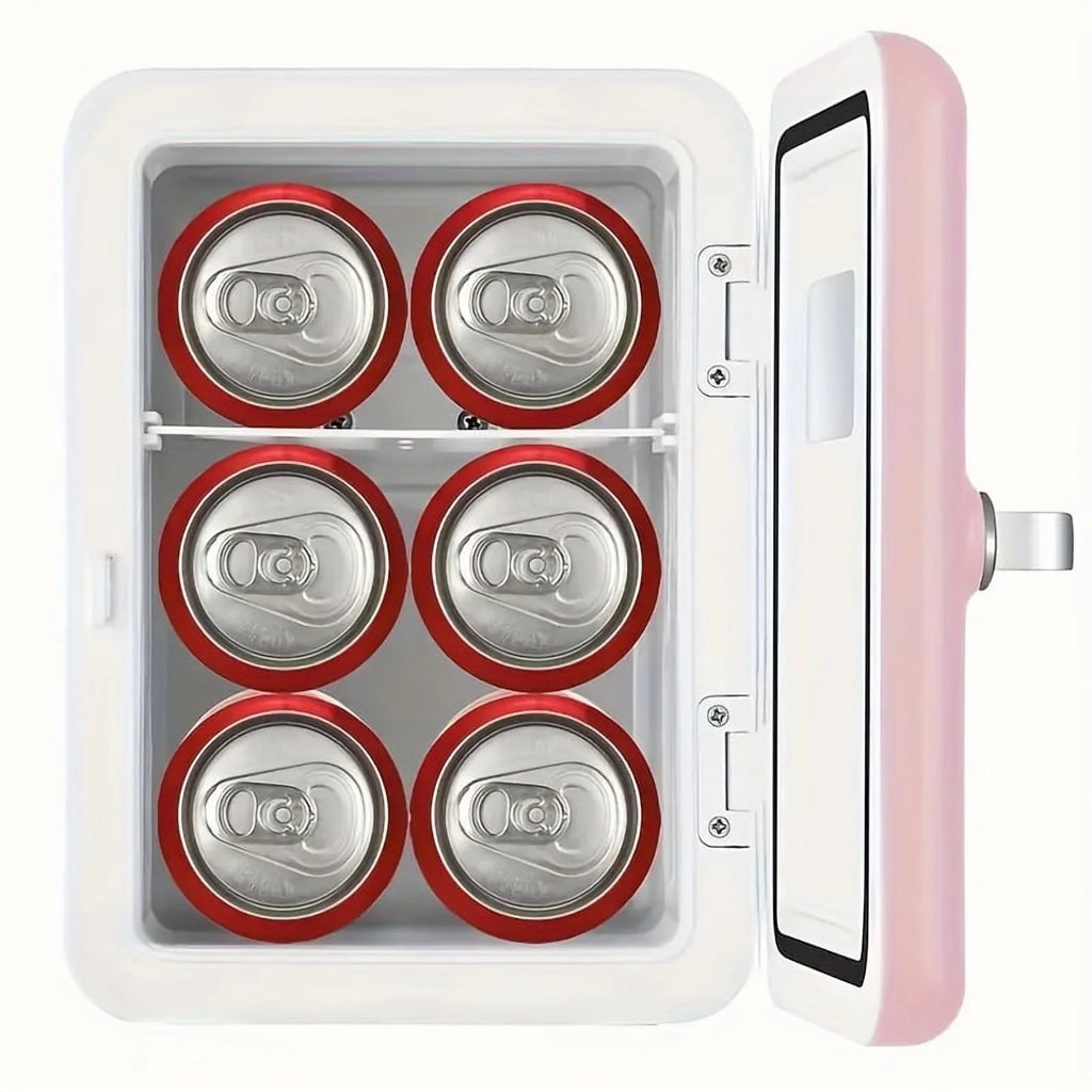 4L Mini Compact Refrigerator - Portable 6-Can Cooler and Warmer for Skincare, Beverages, Home, Office, and Car Use - Perfect Gift Idea with Versatile Temperature Control and Space-Saving Design