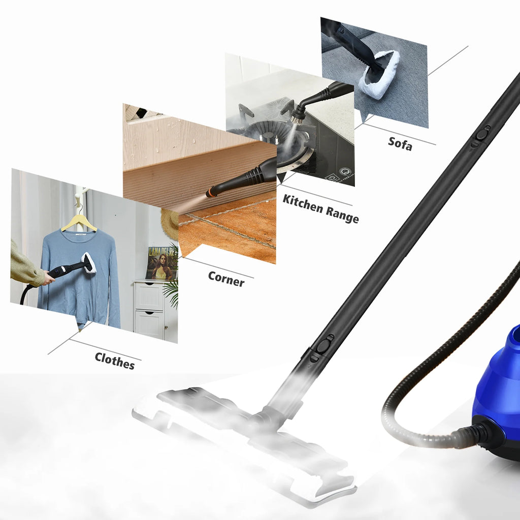 Costway 2000W Heavy Duty Steam Cleaner Mop Multi-Purpose W/19 Accessories Blue