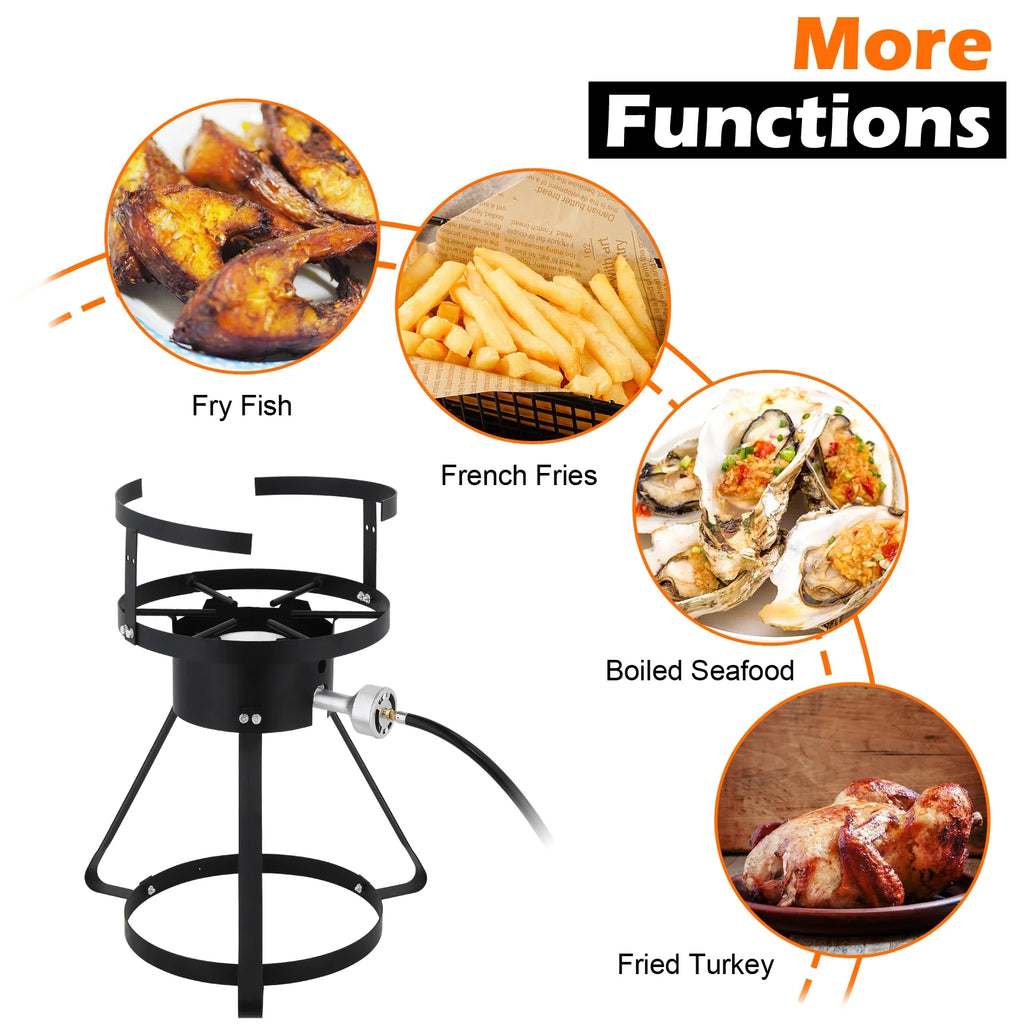 OverPatio 30qt Turkey Fryer Pot Boiler,Outdoor Aluminum Turkey Fryer with Injector Thermometer