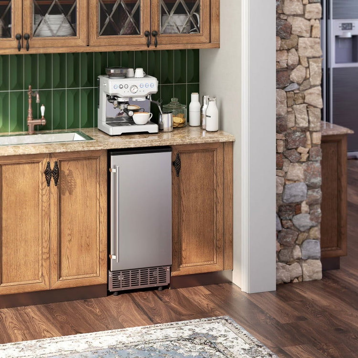 Topcobe Free-Standing Built-In Undercounter Ice Maker, Electric Ice Maker for Home Kitchen OffIce Bar Party Camping RV, Silver