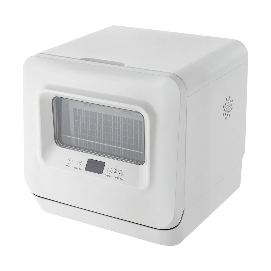 Modern Rectangular Portable Compact Countertop Mini Dishwasher with Water Tank Leak-Proof Air Dry White 120V 785W 17.32*16.25*16.69in for Apartments, Snack Bars, Dorms