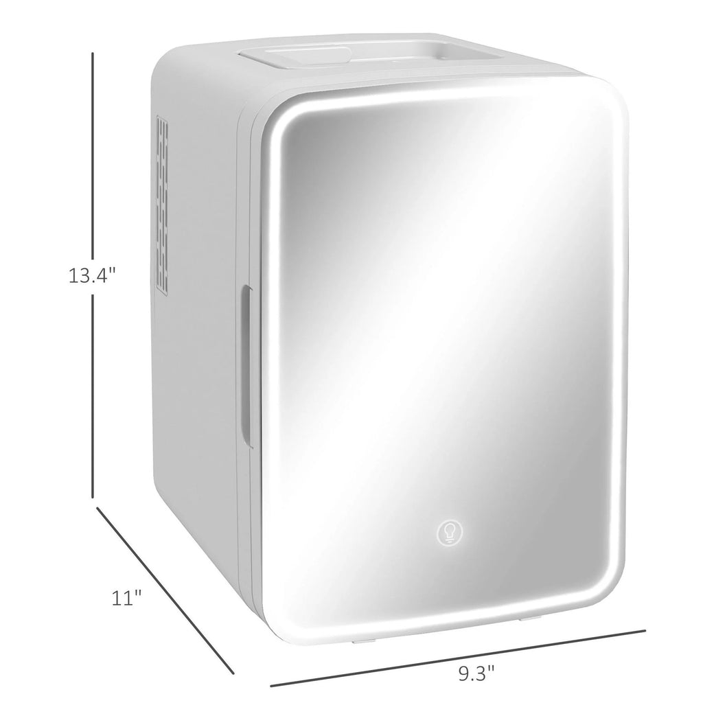 Skincare Fridge with Mirror - 10L Mini Beauty Refrigerator - Cooler & Warmer - LED Lighted - for Bedroom, Car, Skincare & Beverages - AC/DC Powered
