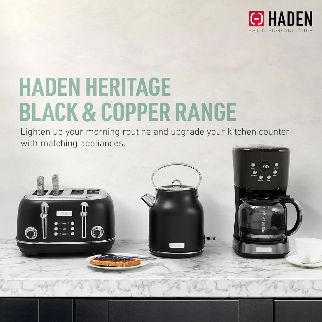 Heritage 1.7L Stainless Steel Electric Water Tea Kettle, Black & Copper