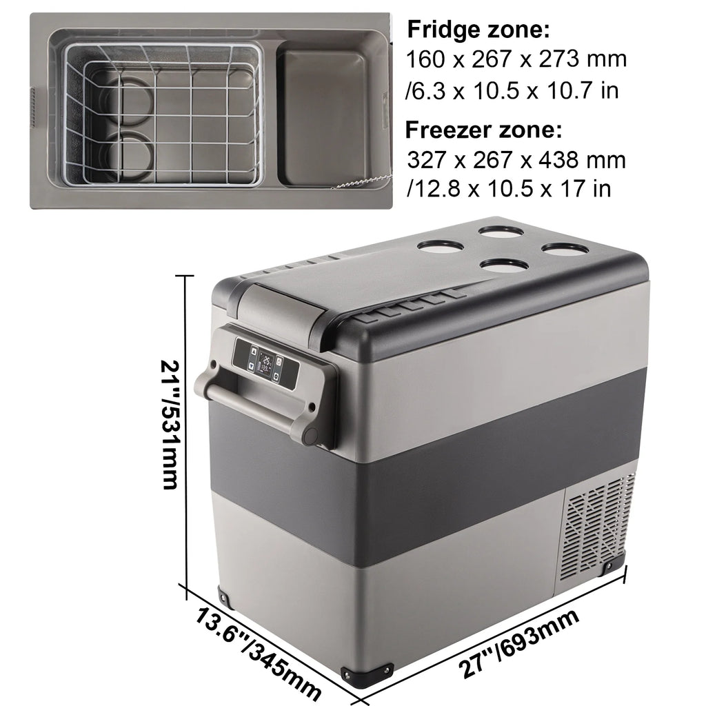 BENTISM 22L Portable Car Refrigerator, 23 Quart RV Fridge, 12/24V DC & 110-240V AC Vehicle Car Truck Boat Mini Electric Cooler for Driving Travel Fishing Outdoor and Home Use