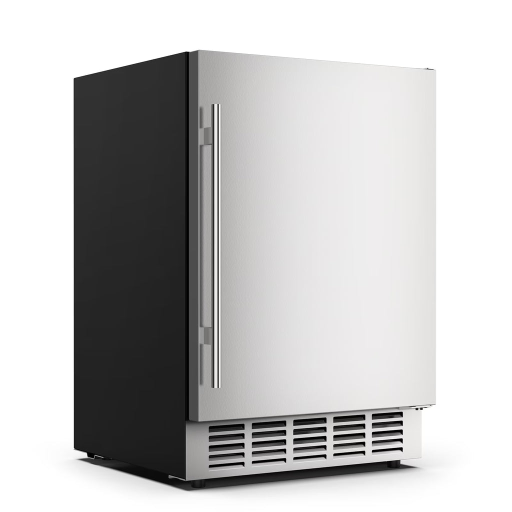 QAUSOU 24 Inch Under Counter Double Drawer Fridge, Weather Proof Stainless Steel Outdoor Beverage Refrigerator for Patio
