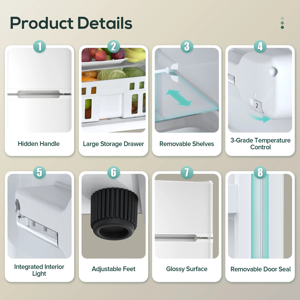 Moifoi 3.2 Cu.Ft Two-Door Compact Refrigerator, Stainless Steel Door, Black