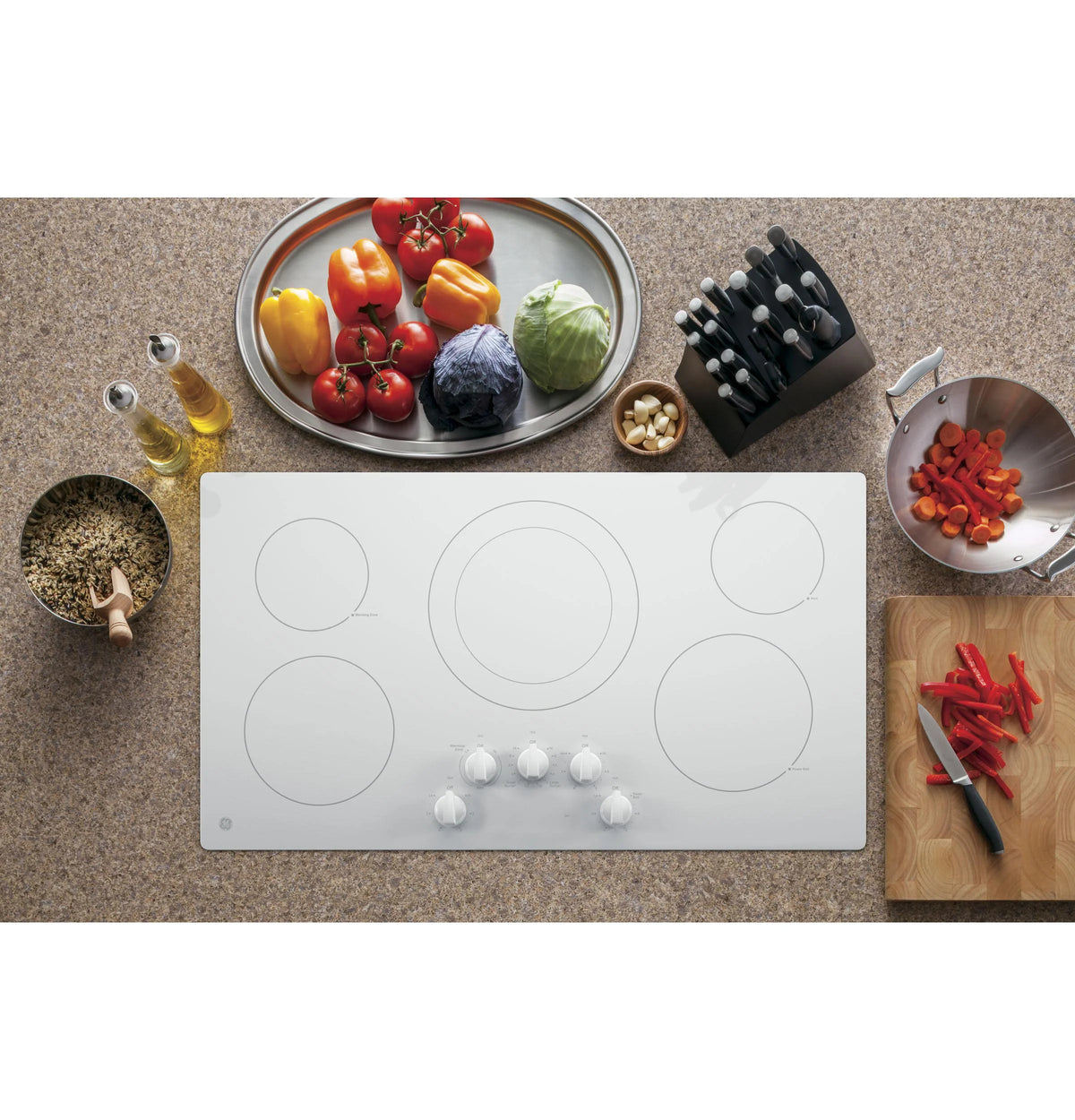 GE Appliances JP3036TLWW 36 Inch Electric Smoothtop Cooktop White