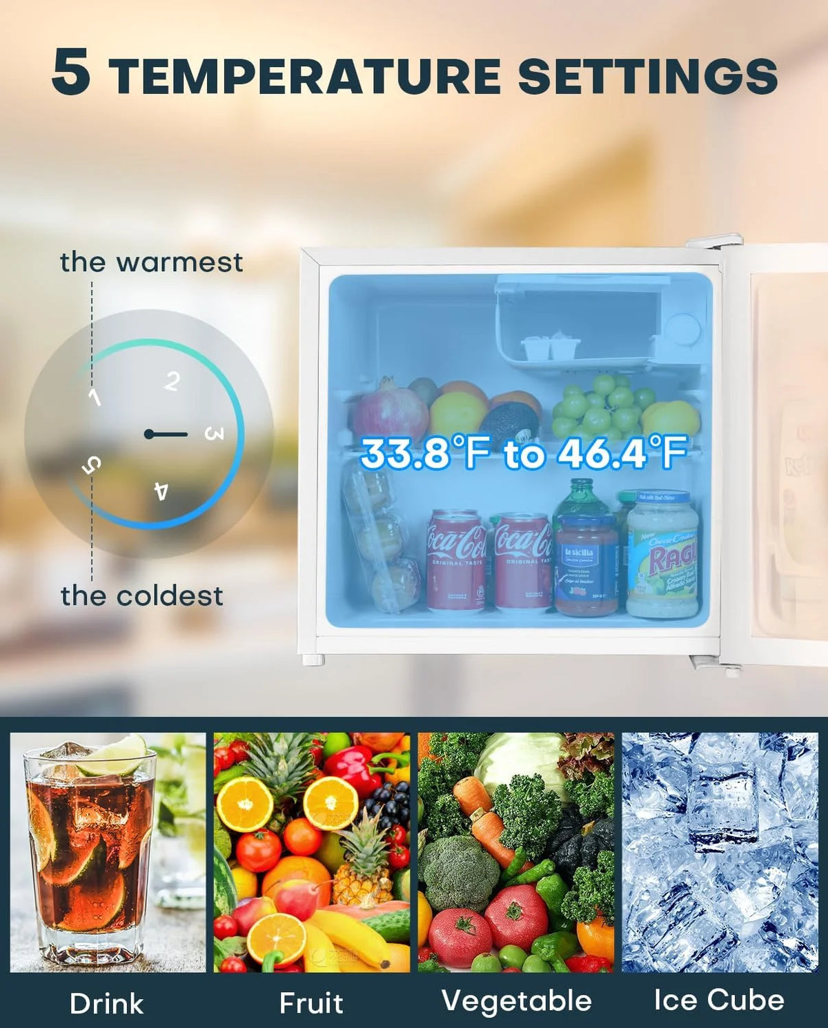 Upstreman 1.7 Cu.ft Mini Fridge with Freezer, Dorm Essentials, Adjustable Thermostat, Energy Saving, Low Noise, Single Door Compact Refrigerator for Dorm, Office, Bedroom, Blue-FR17