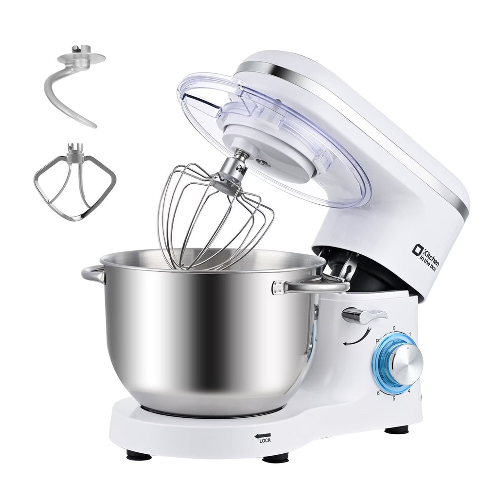 Kitchen in the box Tilt-Head Stand Mixer, Electric Kitchen Mixer with 6.5QT Stainless Steel Bowl, 660W Food Mixer with 6-Speed, Black
