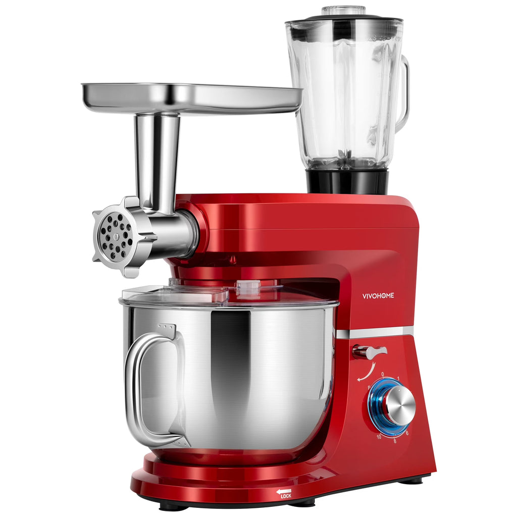 SPECSTAR 6 in 1 Multifunctional Stand Mixer with 8.5 Quart Stainless Steel Bowl, 660W 10 Speed Tilt-Head, Silver