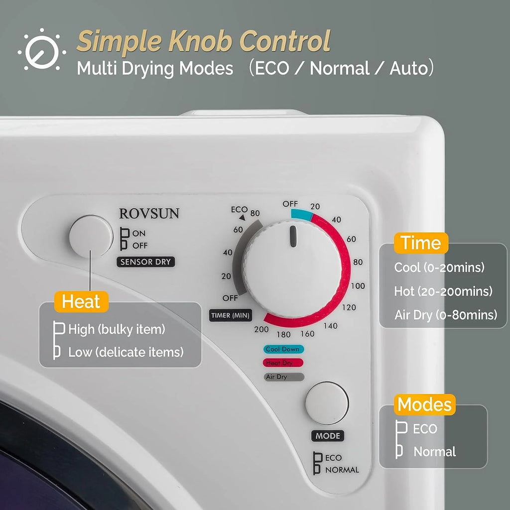 VINGLI 110 V Electric Compact Front Load Tumble Portable Clothes Dryer