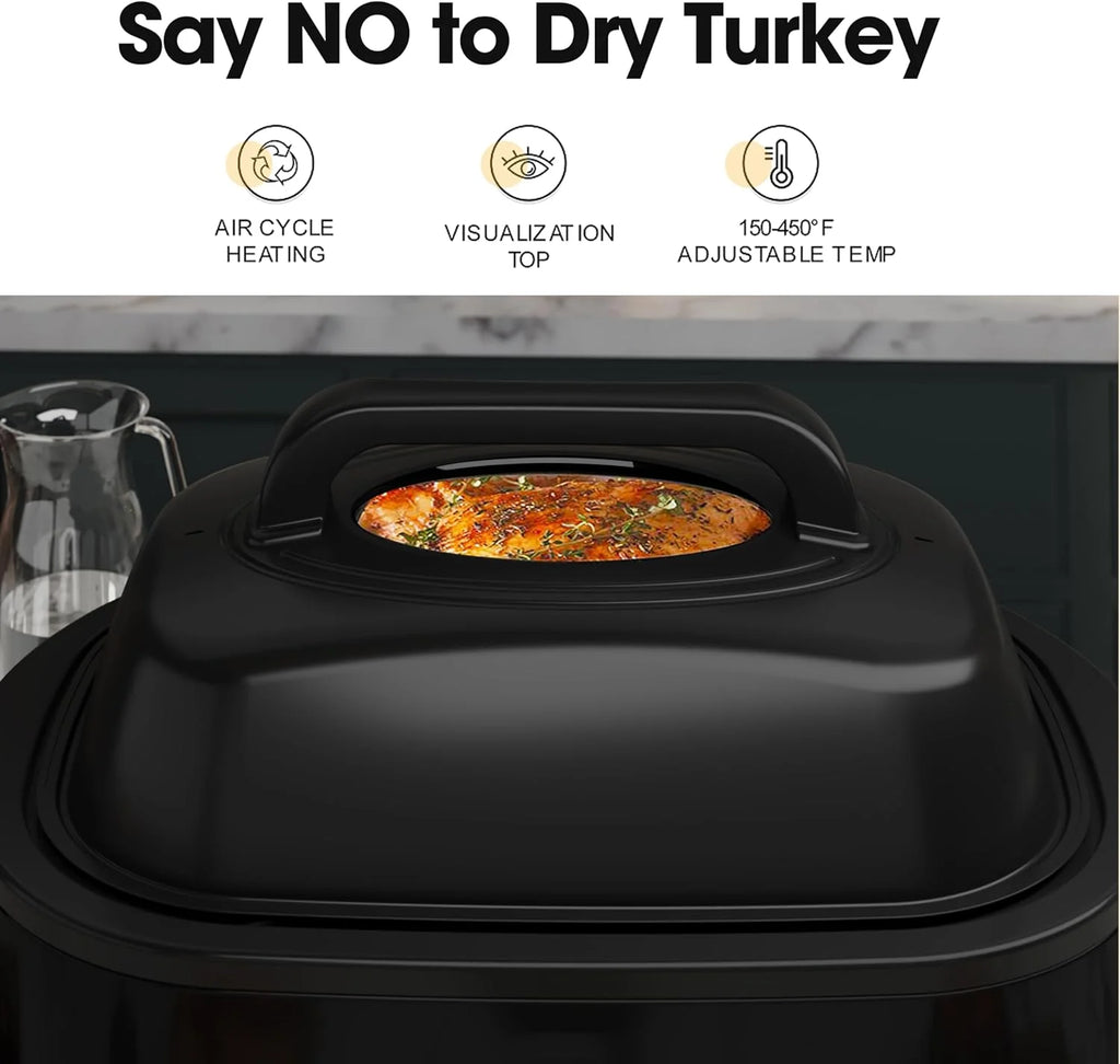 20 Quart Electric Roaster Oven, Turkey Roaster Electric, Roaster Oven Buffet, Selfbasting Lid, Removable Pan, Full-Range Temperature Control Cool-Touch Handles, Turkey Roaster, Black