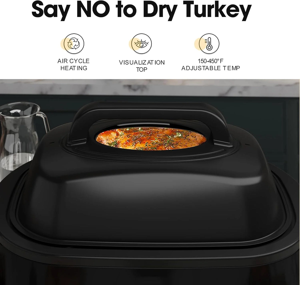 20 Quart Electric Roaster Oven, Turkey Roaster Electric, Roaster Oven Buffet, Selfbasting Lid, Removable Pan, Full-Range Temperature Control Cool-Touch Handles, Turkey Roaster, Black