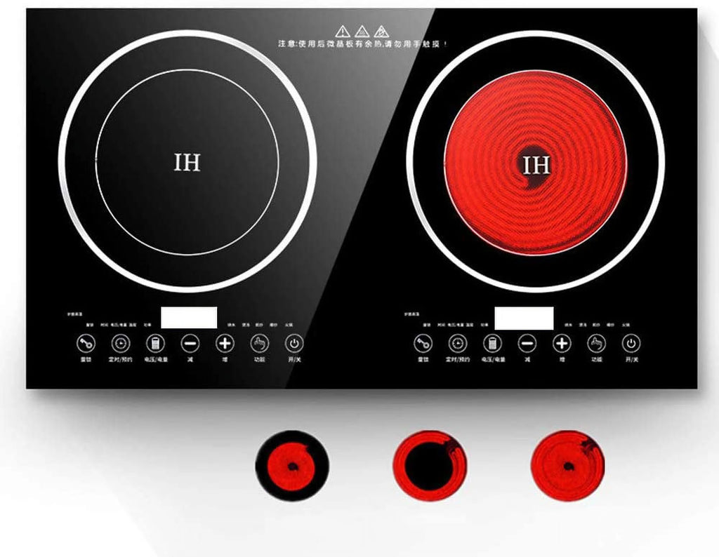 FETCOI, Portable Double Induction Cooktop Portable Electric  Cooker Cooktop Countertop Digital Electric Countertop