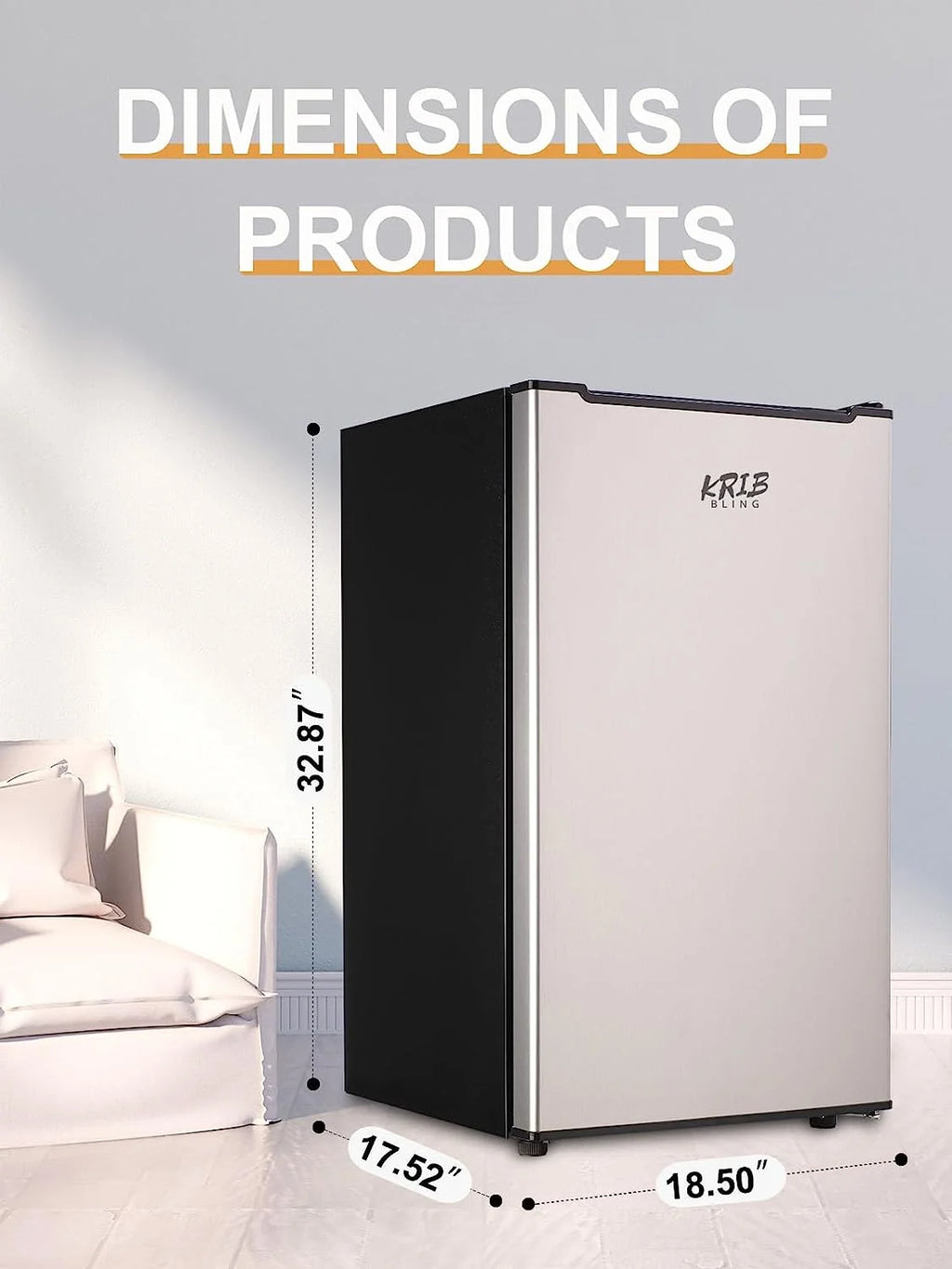 GGTB 3.0 Cu.ft Compact Upright Freezer with Reversible Single Door, Removable Shelves Mini Freezer with Adjustable Thermostat for Home/Kitchen/Office, Silver
