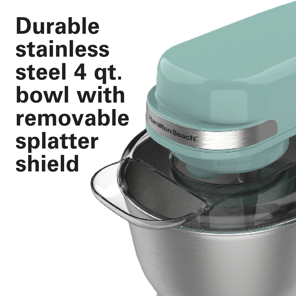 Hamilton Beach 4 Quart Stand Mixer for Kitchen, 7 Speeds, Tilt-Head, Dough Hook, Whisk & Flat Beater, White