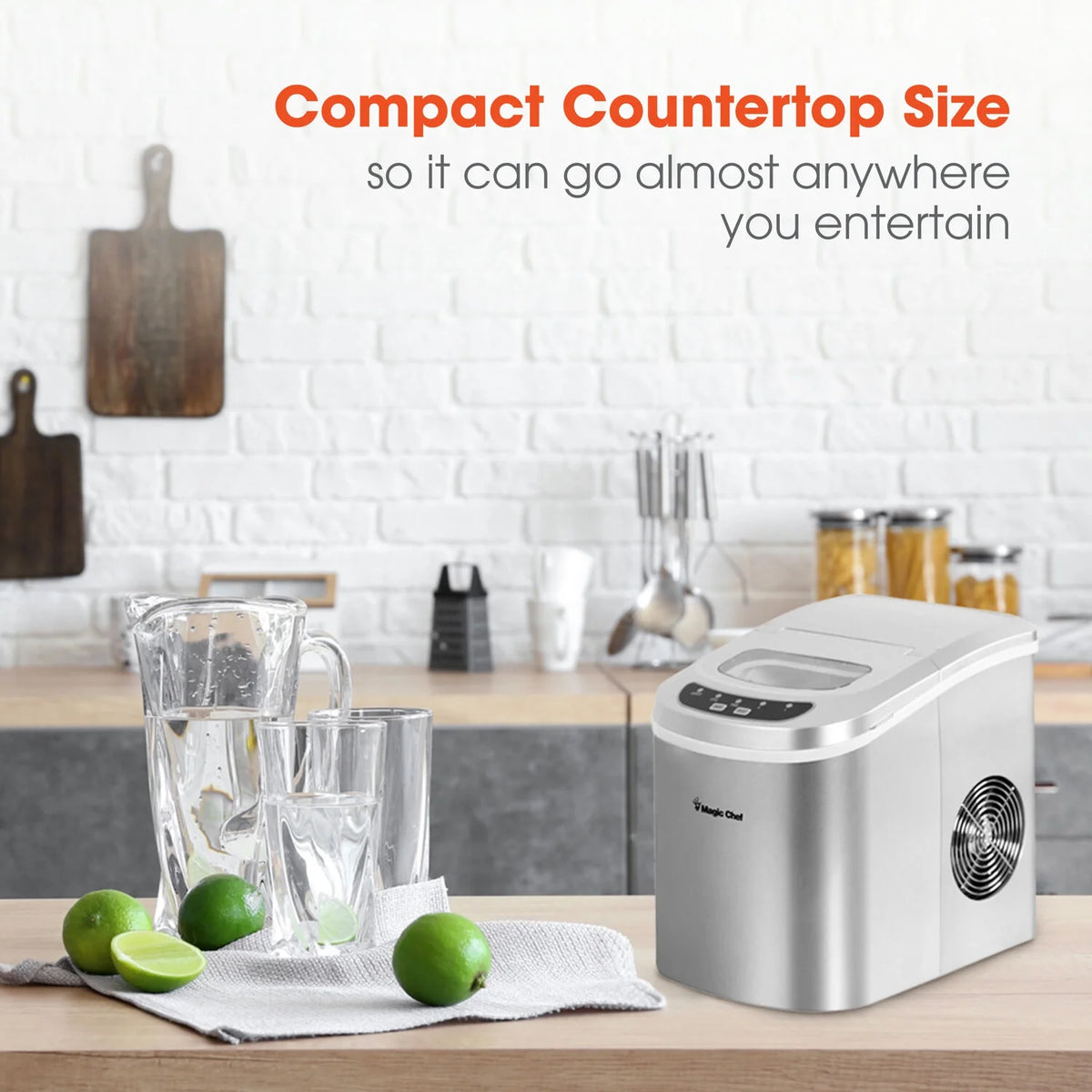Magic Chef Brand - New Model MCIM22SV 27 lb. Capacity Portable Ice Maker (Silver) Bullet Ice Cubes