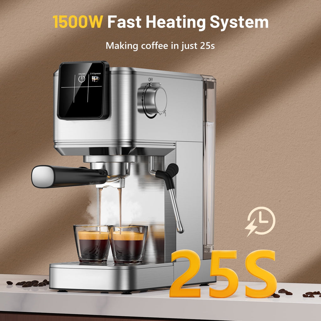 Espresso Machine 20Bar, Hot & Iced Coffee Machine with Rapid Cold Brew, Espresso Maker with Steam Wand, Touch Screen with 37oz Water Tank for Latte, Cappuccino, Gift for Coffee Lover