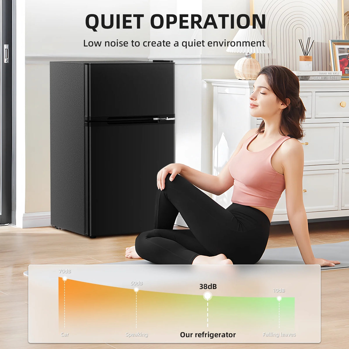 FREE VILLAGE Compact Refrigerator with Freezer,2 Door Mini Fridge,Adjustable Shelf,Small Fridge for Bedroom Office Dorm Kitchen,3.2 Cu.Ft.