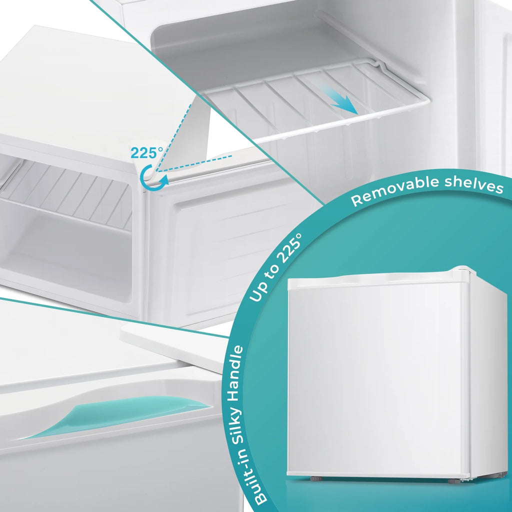 WAA Mini Freezer,1.1 Cu.ft Upright Freezer with Reversible Single Door,Removable Shelves,Small Freezer with Adjustable Thermostat for Home/Kitchen/Office (White)