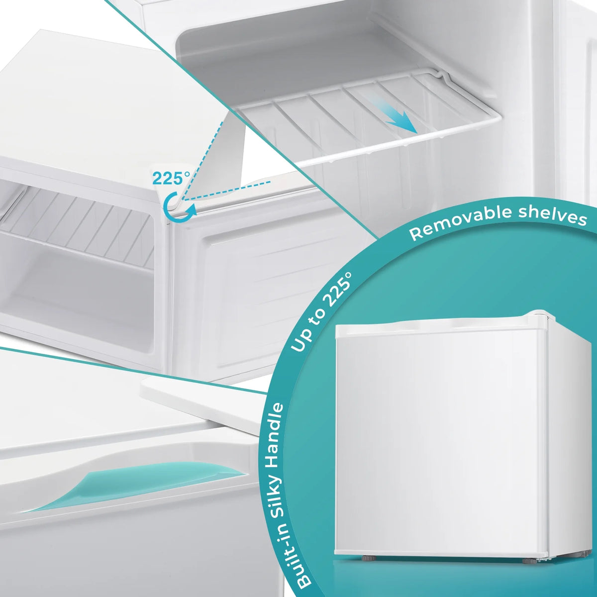 WAA Mini Freezer,1.1 Cu.ft Upright Freezer with Reversible Single Door,Removable Shelves,Small Freezer with Adjustable Thermostat for Home/Kitchen/Office (White)